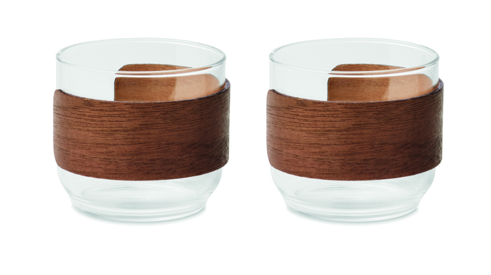 Логотрейд бизнес-подарки картинка: Coffee glass set walnut grip