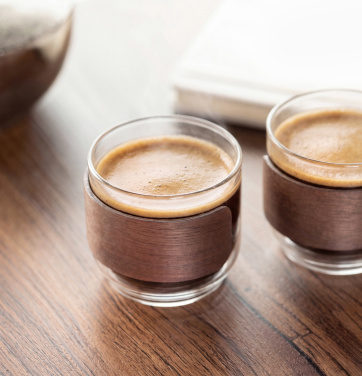 Логотрейд бизнес-подарки картинка: Coffee glass set walnut grip