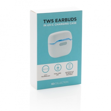Logotrade reklamprodukter bild: TWS öronsnäckor i UV-C steriliseringsladdningsfodral
