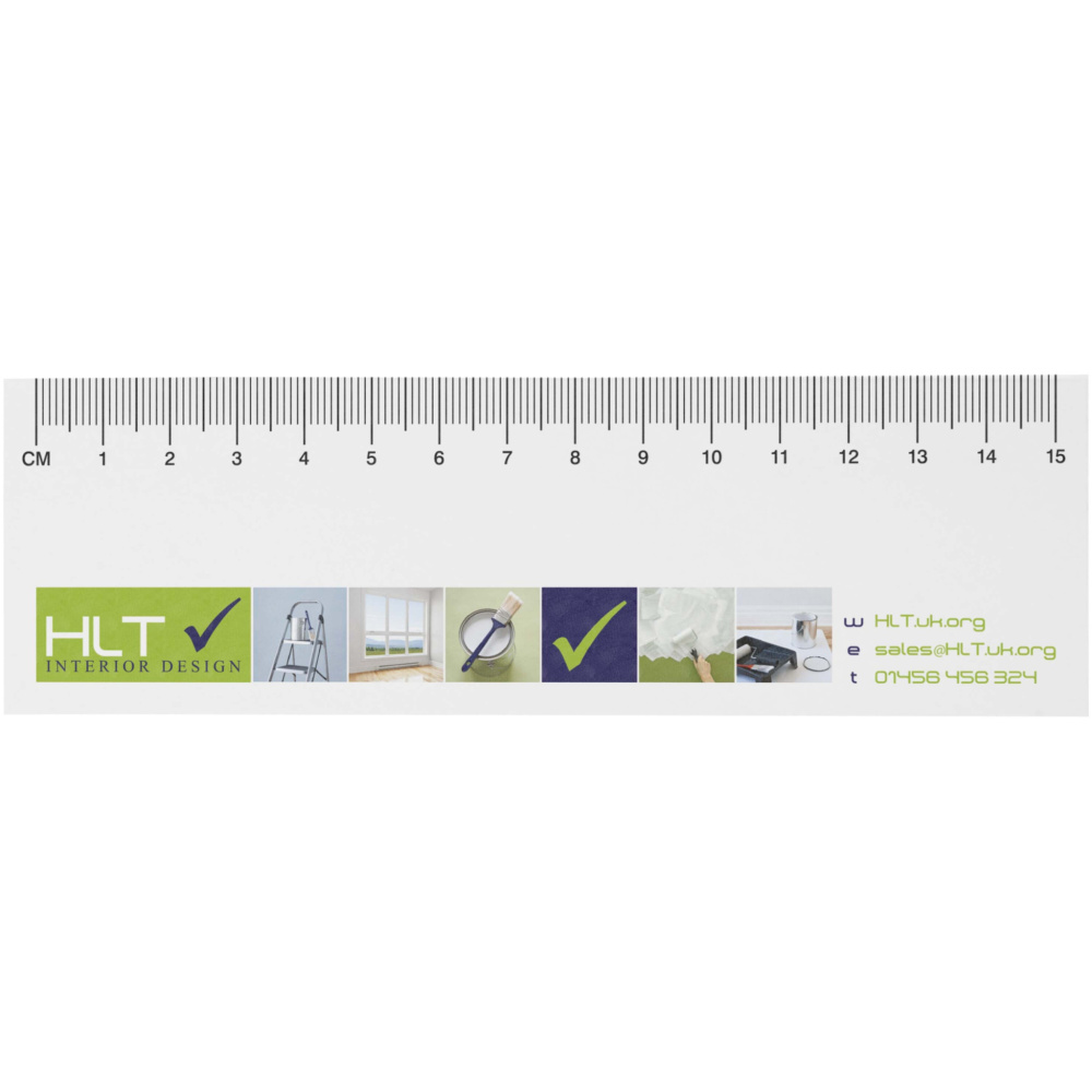 Logotrade reklamprodukter bild: Sticky-Mate® klisterlappar med tryckt 15 cm linjal av återvunnet material