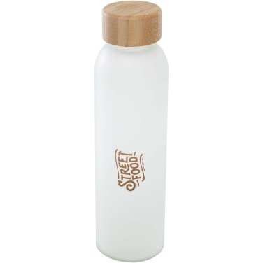 Logotrade profilprodukter bild: Lume 500 ml matt glasflaska av silikatglas med bambulock