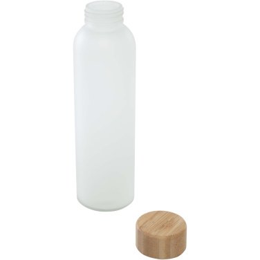Logotrade presentreklam bild: Lume 500 ml matt glasflaska av silikatglas med bambulock