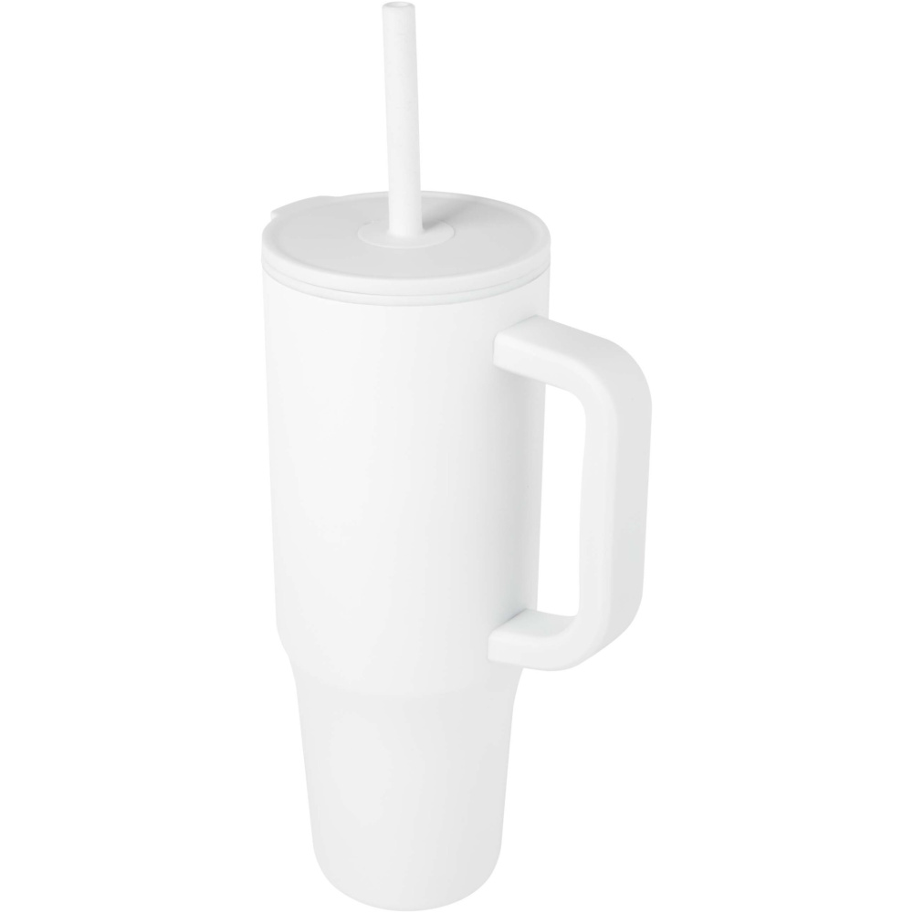 Logotrade reklamprodukter bild: Brady 900 ml RCS-certifierad isolerad mugg med silikonsugrör