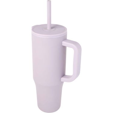 Logotrade presentreklam bild: Brady 900 ml RCS-certifierad isolerad mugg med silikonsugrör