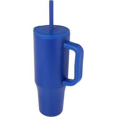 Logotrade presentreklam bild: Brady 900 ml RCS-certifierad isolerad mugg med silikonsugrör