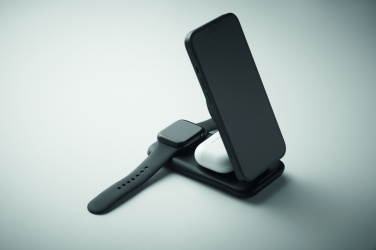 Logotrade reklamprodukter bild: 3 i 1 trådlös laddare 15W