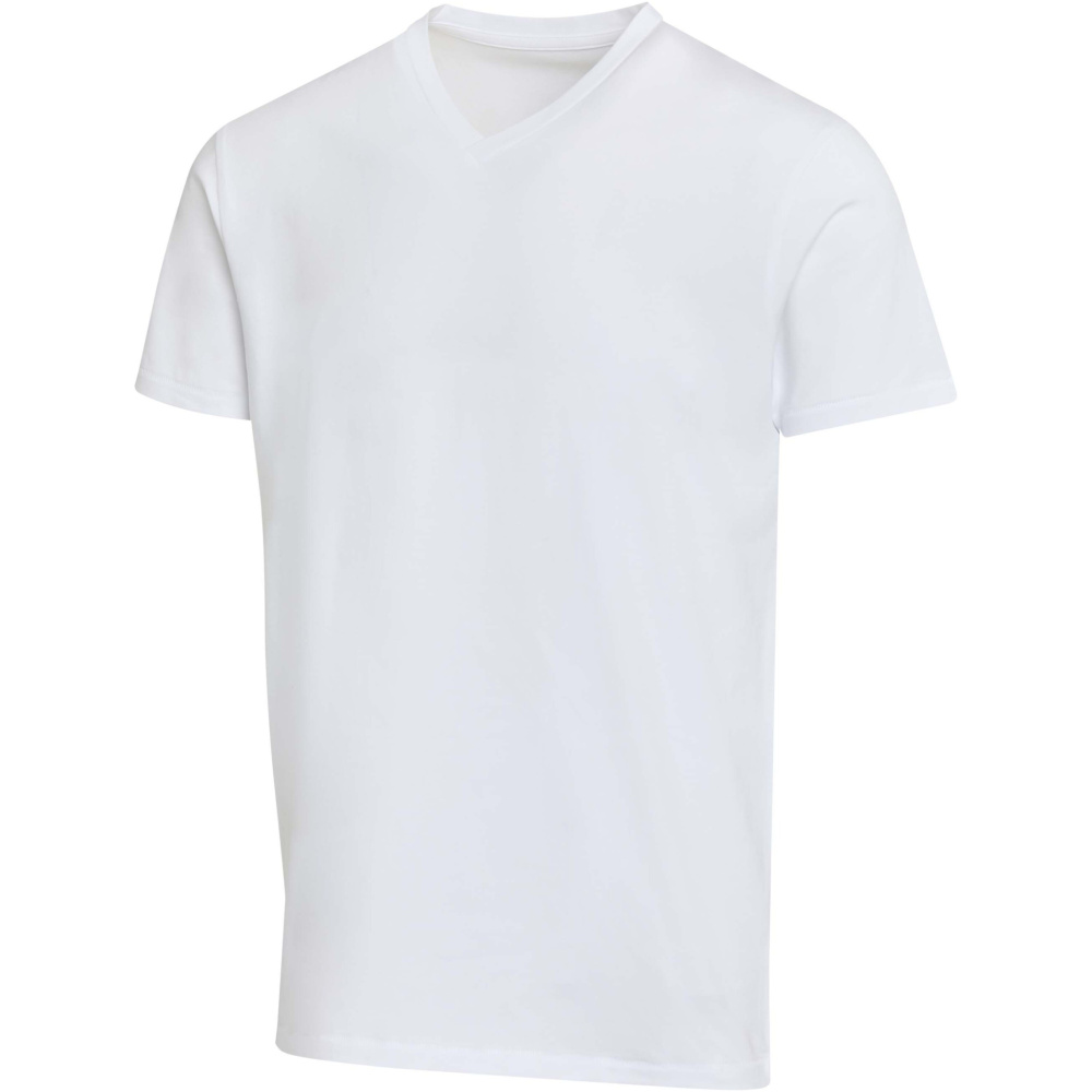 Logotrade reklamprodukter bild: Balfour 200 g/m² kortärmad v-ringad unisex-T-shirt av ekologiskt OCS-material