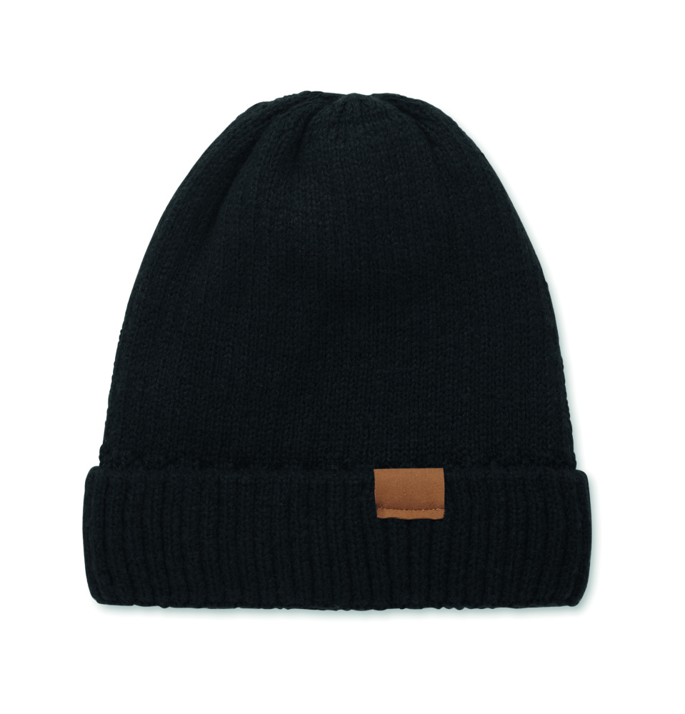 Logotrade reklamprodukter bild: Stickad mössa med mudd
